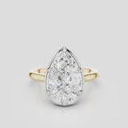 Vestry 3ct pear solitaire scalloped engagement ring in 18ct yellow gold