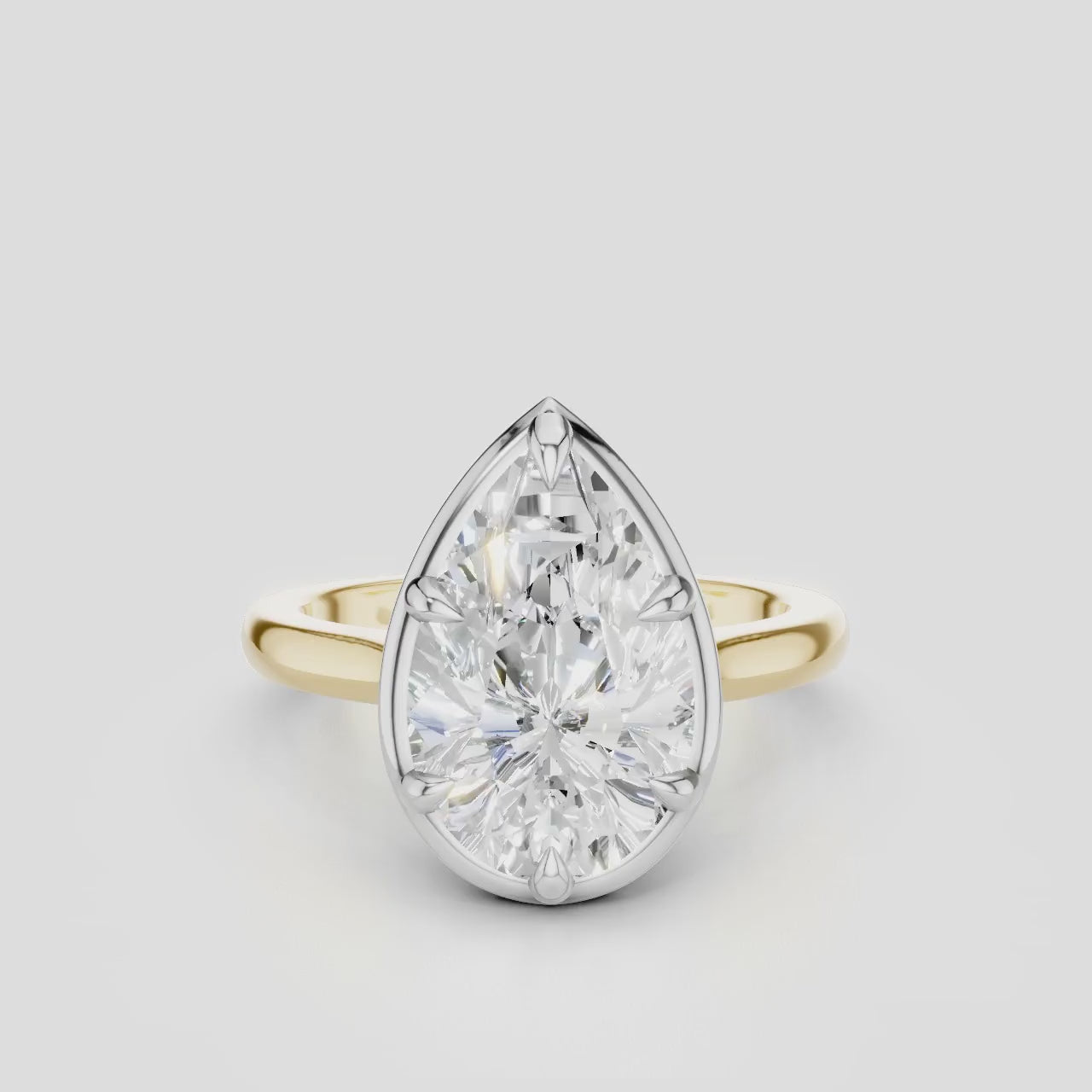 Vestry 3ct pear solitaire scalloped engagement ring in 18ct yellow gold