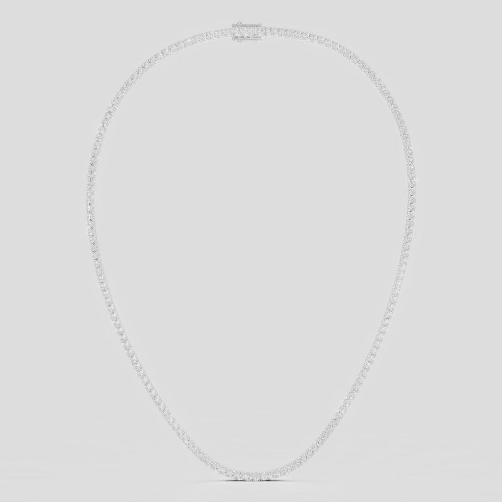 Lucile round brilliant claw set tennis necklace 10ct in white gold