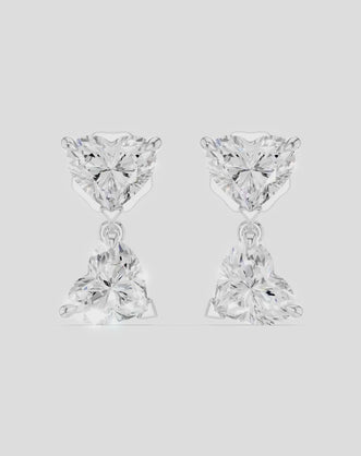 Notting romantic pair double 0.50ct heart shape drop earrings in 18ct white gold