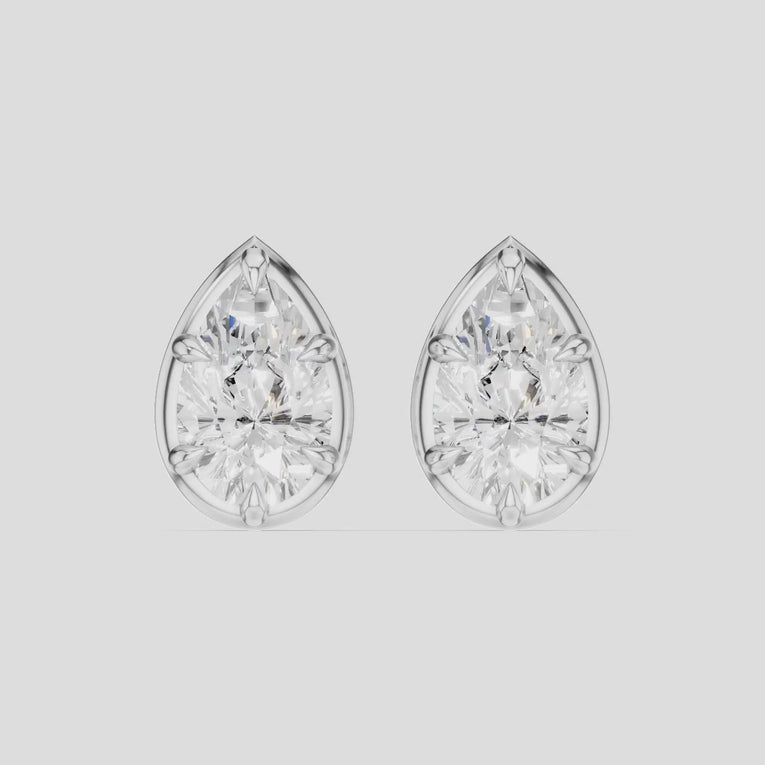 Moncur 1.5ct pear cut diamond studs in 18ct white gold