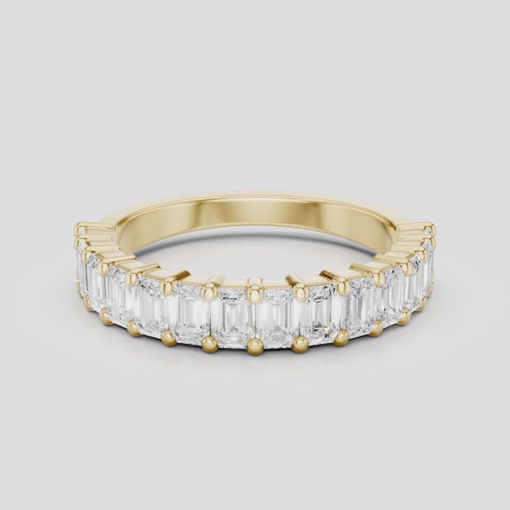Vista 0.10ct Emerald Cut North-South Half Set Wedding Band