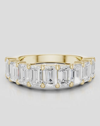 Soho 0.30ct emerald cut half eternity band in 18ct yellow gold