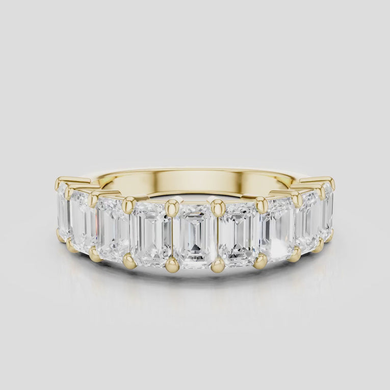 Soho 0.30ct emerald cut half eternity band in 18ct yellow gold