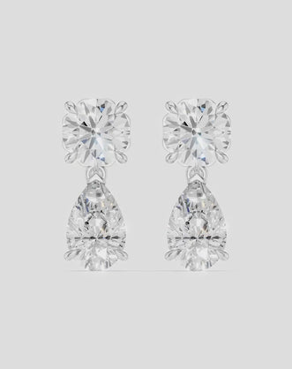 Saville 0.50ct round brilliant pear cut drop earrings in 18ct white gold