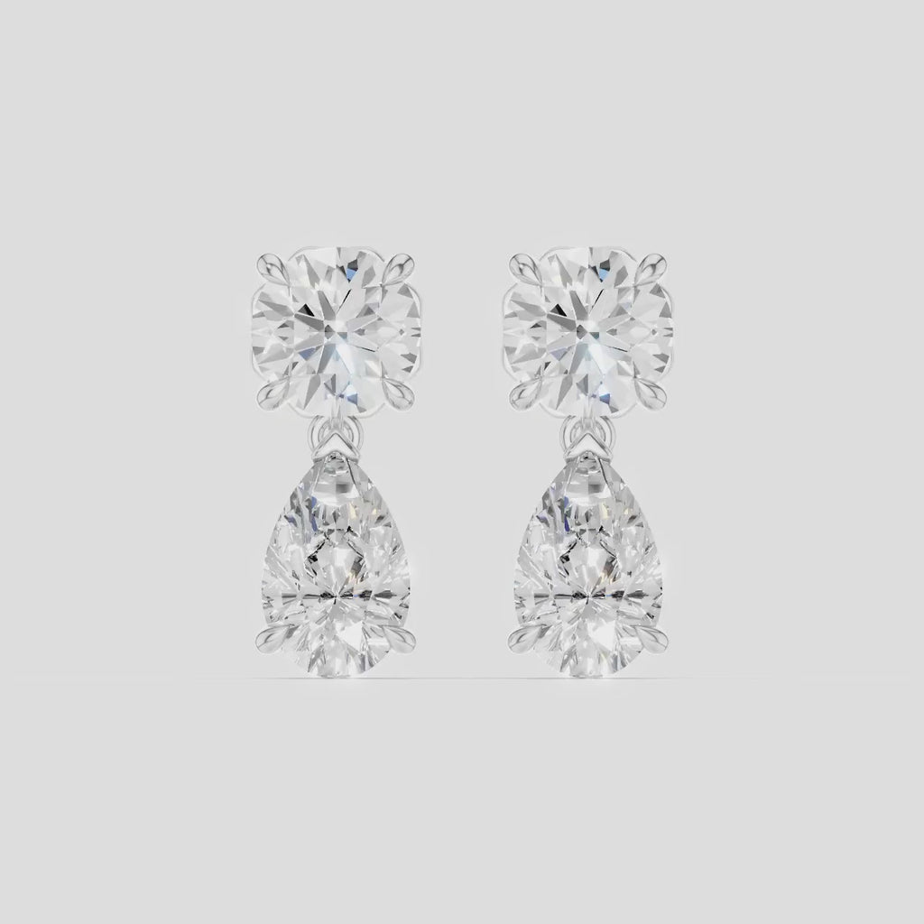 Saville 0.50ct round brilliant pear cut drop earrings in 18ct white gold