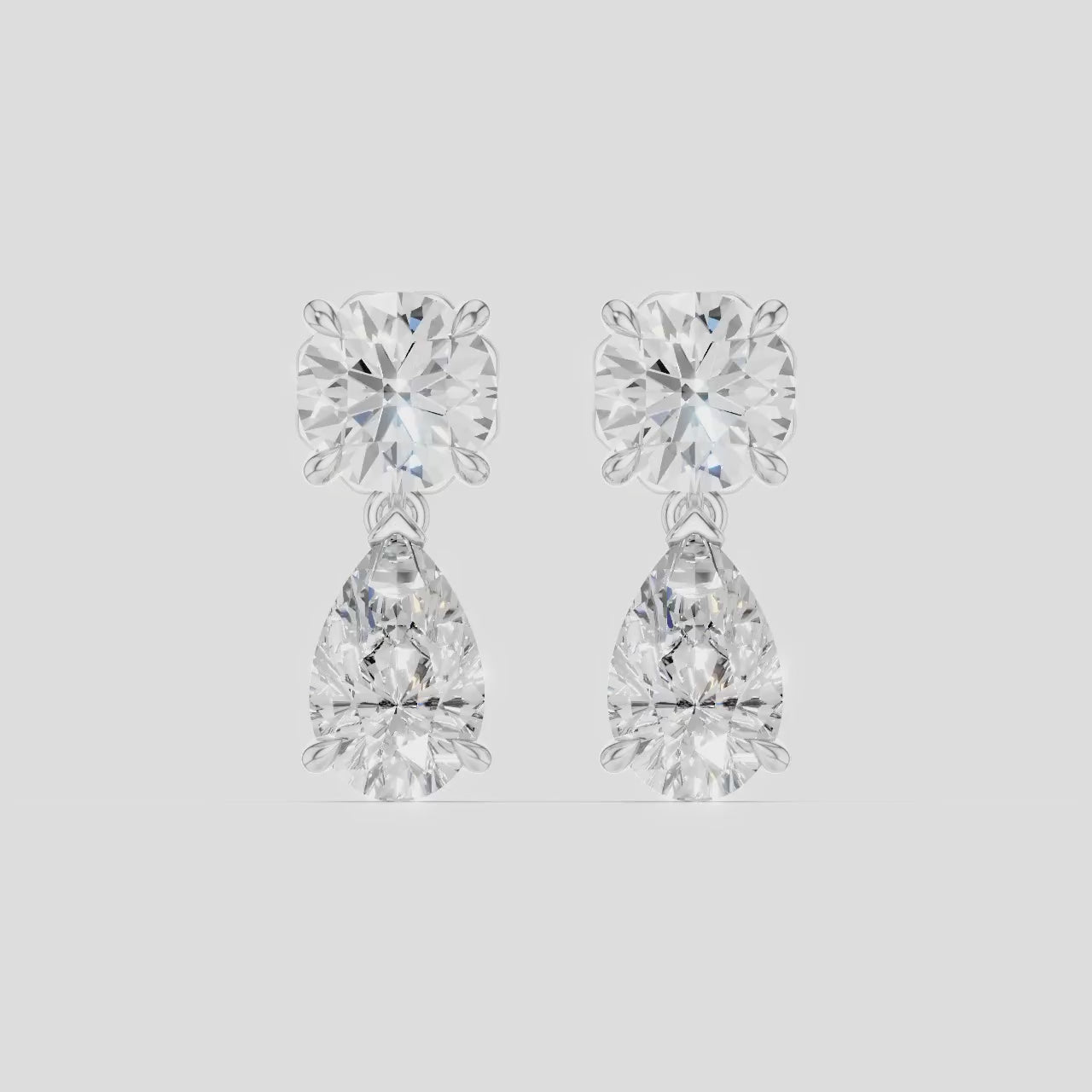 Saville 0.50ct round brilliant pear cut drop earrings in 18ct white gold