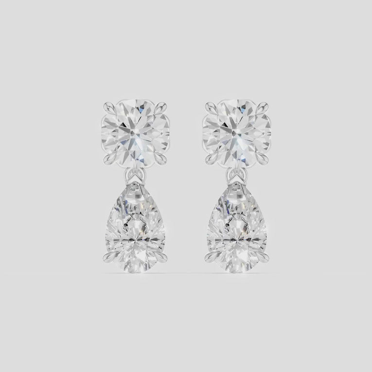 Saville 0.50ct round brilliant pear cut drop earrings in 18ct white gold