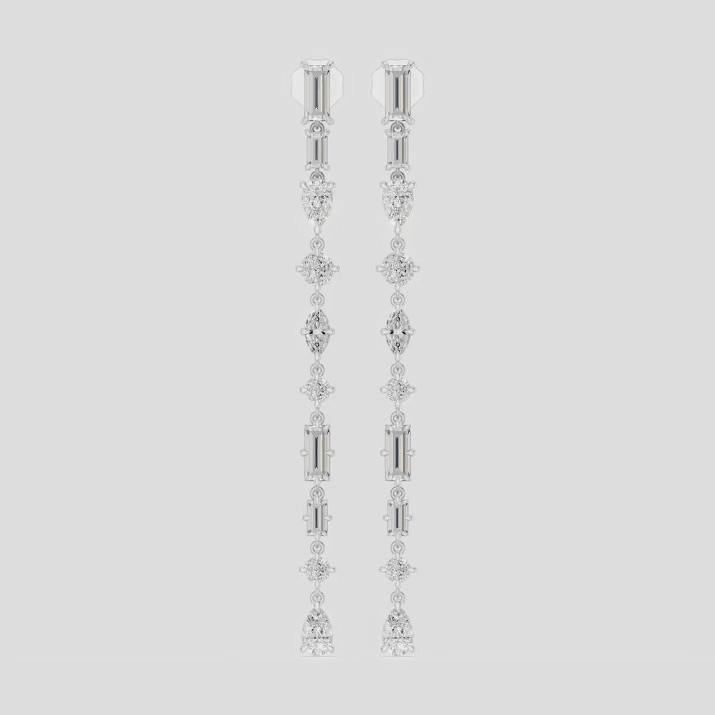 Tribeca mixed shape statement drop earrings in 18ct white gold