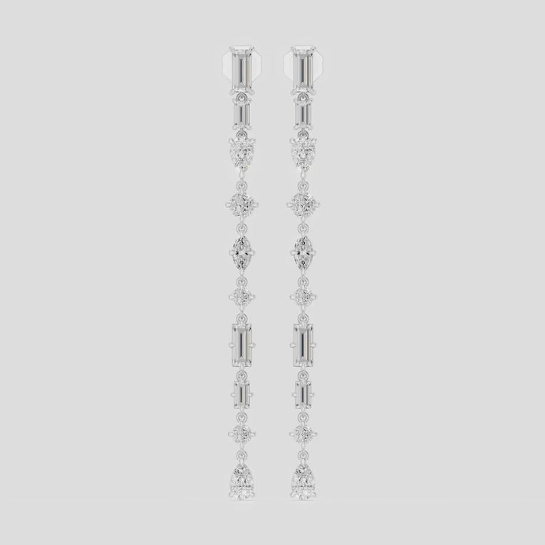 Tribeca mixed shape statement drop earrings in 18ct white gold