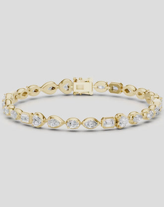 Willow Mixed Shape Tennis Bracelet 18ct yellow gold
