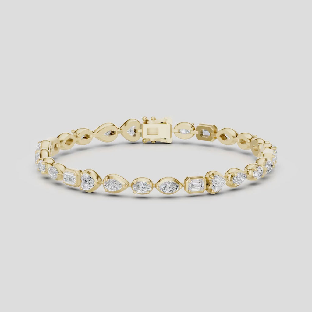 Willow Mixed Shape Tennis Bracelet 18ct yellow gold