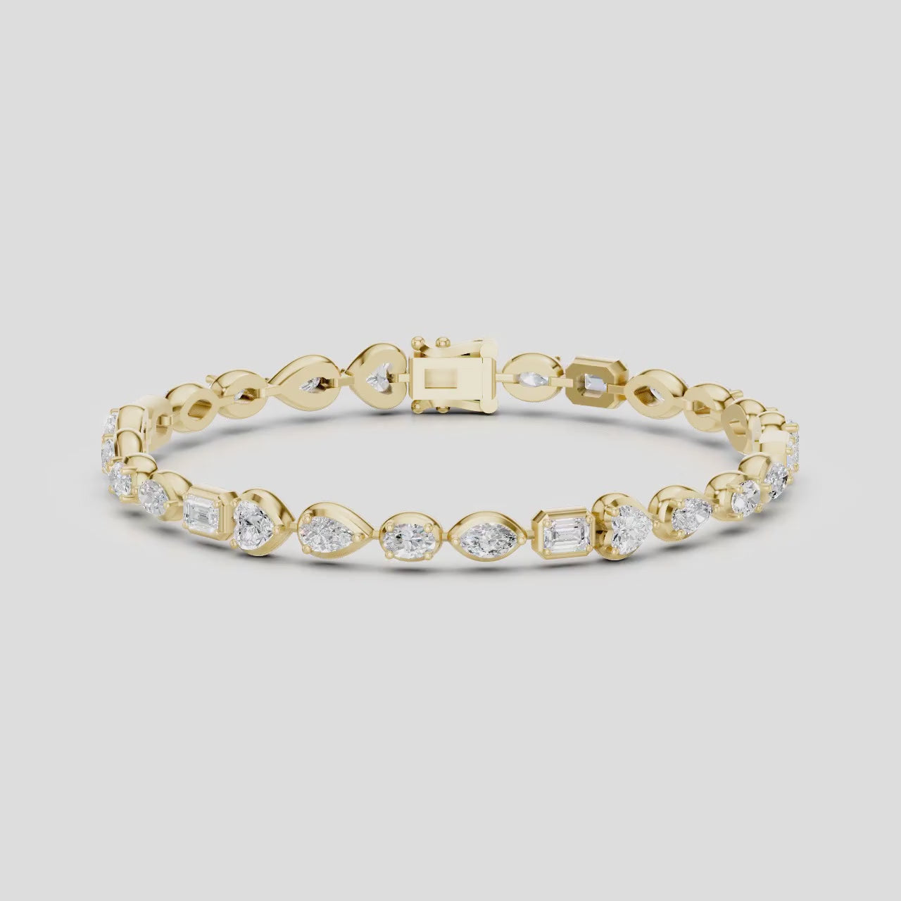 Willow Mixed Shape Tennis Bracelet 18ct yellow gold
