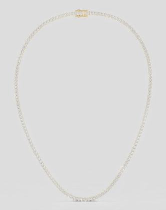Lucile round brilliant claw set tennis necklace 10ct in yellow gold