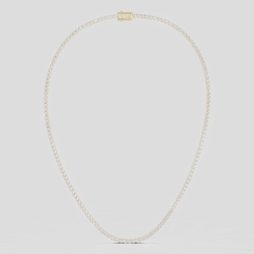 Lucile round brilliant claw set tennis necklace 10ct in yellow gold