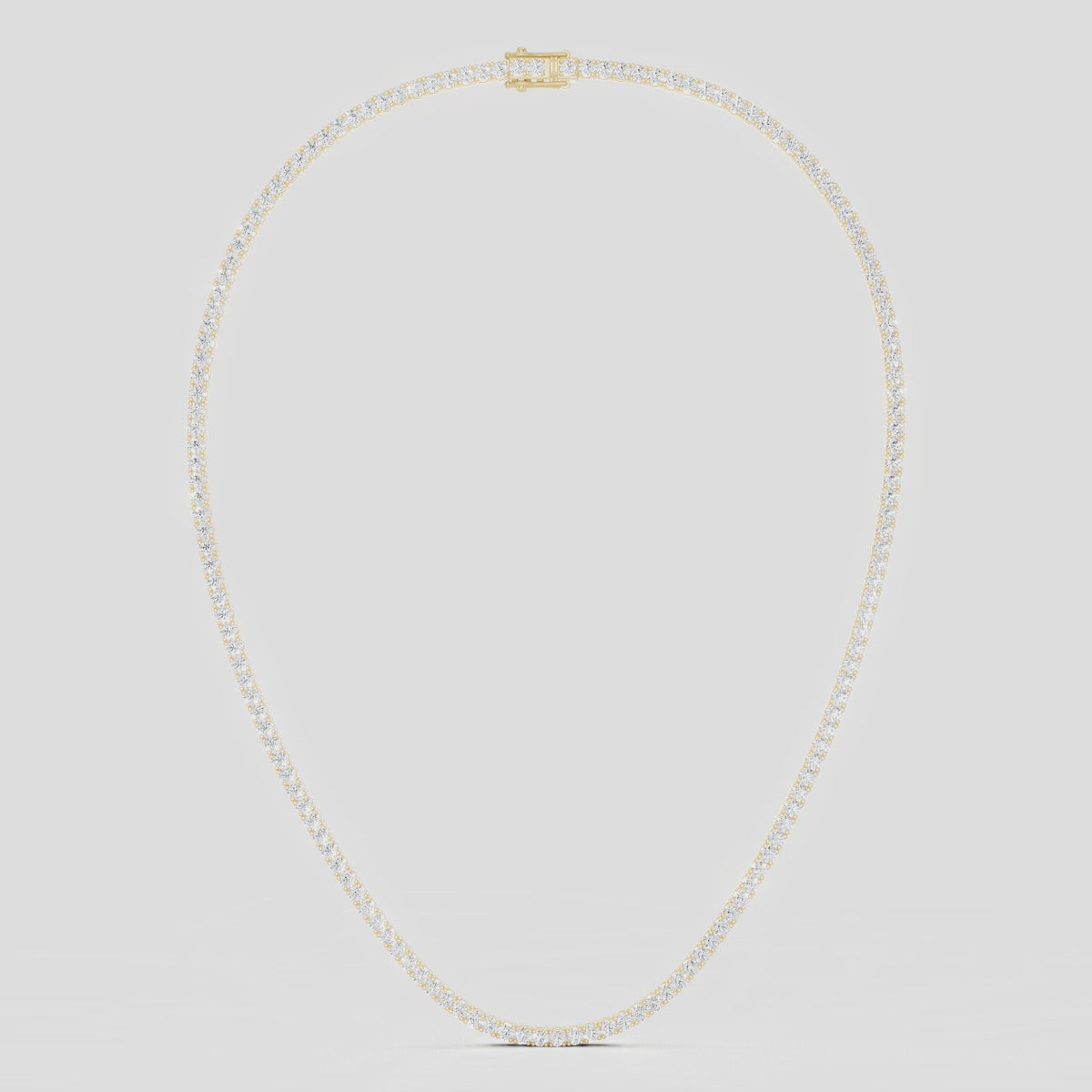 Lucile round brilliant claw set tennis necklace 10ct in yellow gold