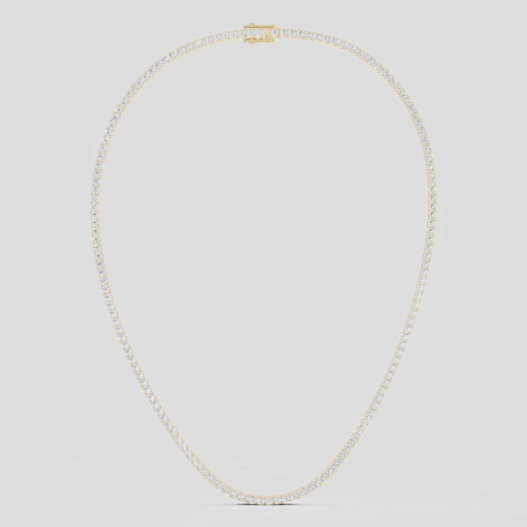 Lucile round brilliant claw set tennis necklace 10ct in yellow gold