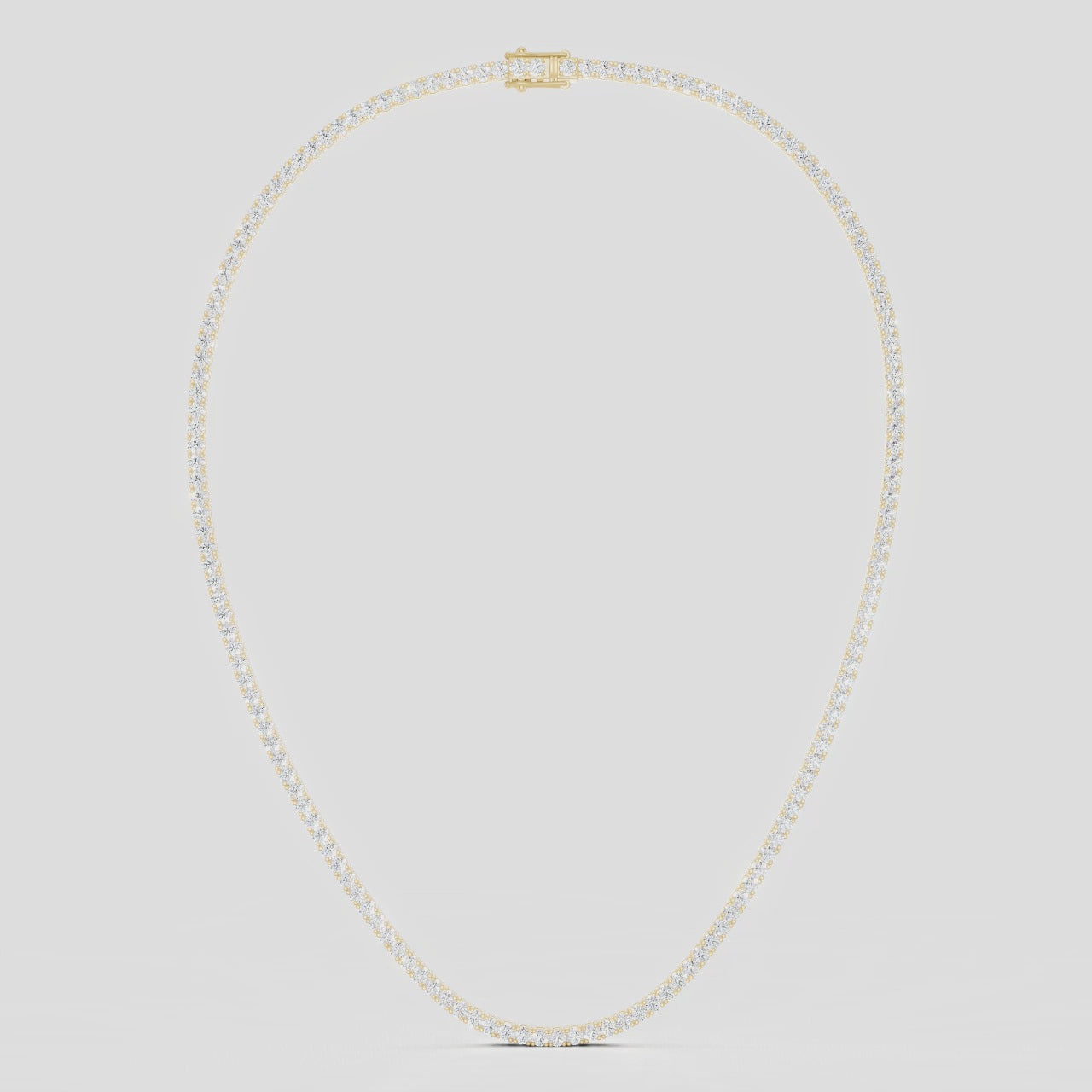 Lucile round brilliant claw set tennis necklace 10ct in yellow gold