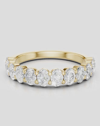 Surry 0.10ct oval North-South half set wedding band in 18ct yellow gold