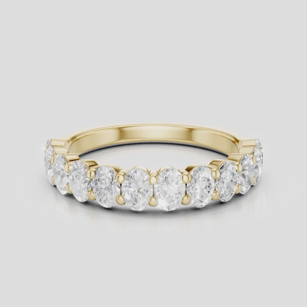 Surry 0.10ct oval North-South half set wedding band in 18ct yellow gold