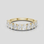 Surry 0.10ct oval North-South half set wedding band in 18ct yellow gold