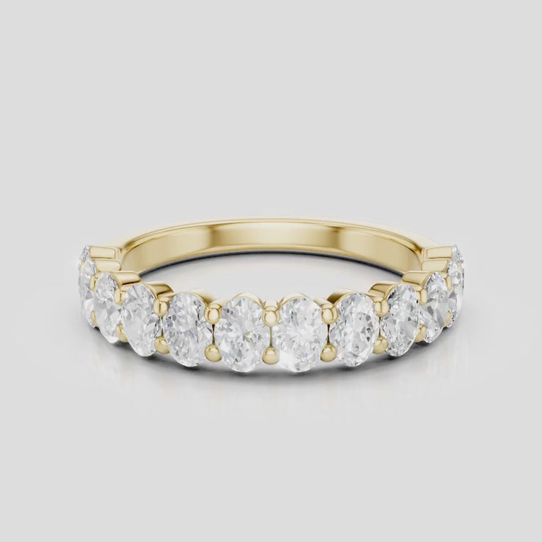 Surry 0.10ct oval North-South half set wedding band in 18ct yellow gold