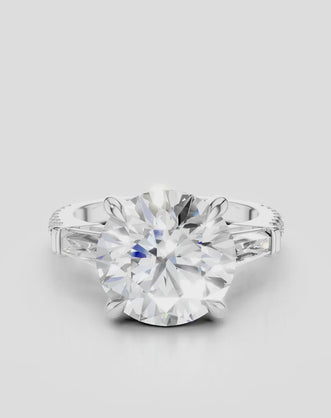 Hudson 4ct round brilliant tapered baguette engagement ring in 18ct white gold
