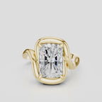 Prince 3ct radiant cut curved band engagement ring in 18ct yellow gold