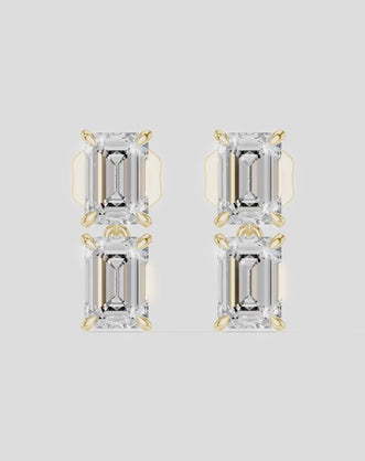 Charlot double 0.50ct emerald cut drop earrings in 18ct yellow gold