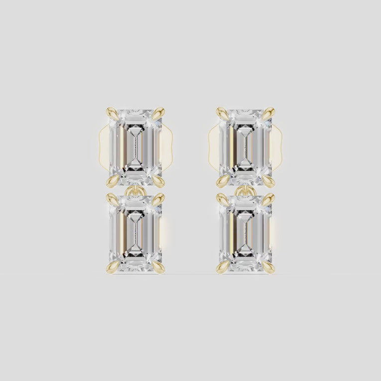 Charlot double 0.50ct emerald cut drop earrings in 18ct yellow gold