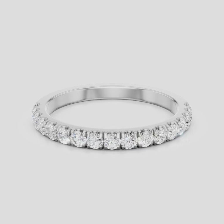 Carson 1.8mm round brilliant half set wedding band in 18ct white gold