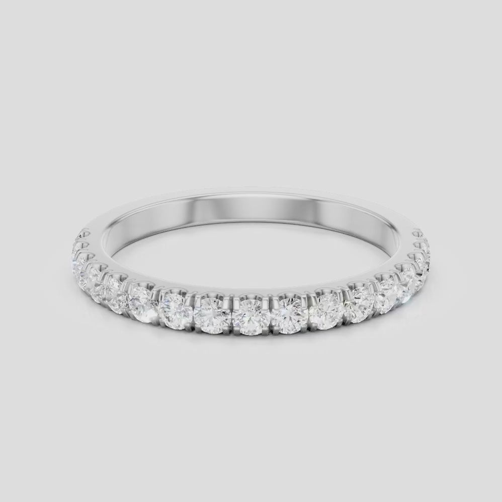 Carson 1.8mm round brilliant half set wedding band in 18ct white gold