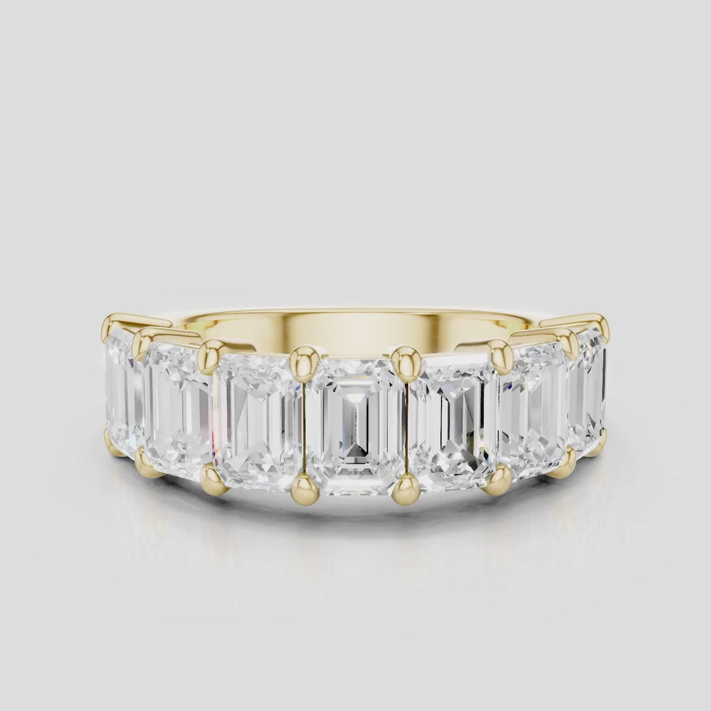 Soho 0.50ct emerald cut half eternity band in 18ct yellow gold