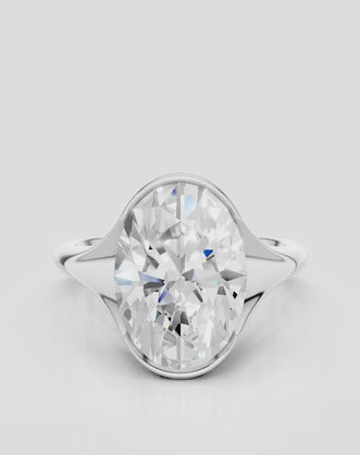 Bond 4ct oval solitaire semi-bezel engagement ring in 18ct white gold
