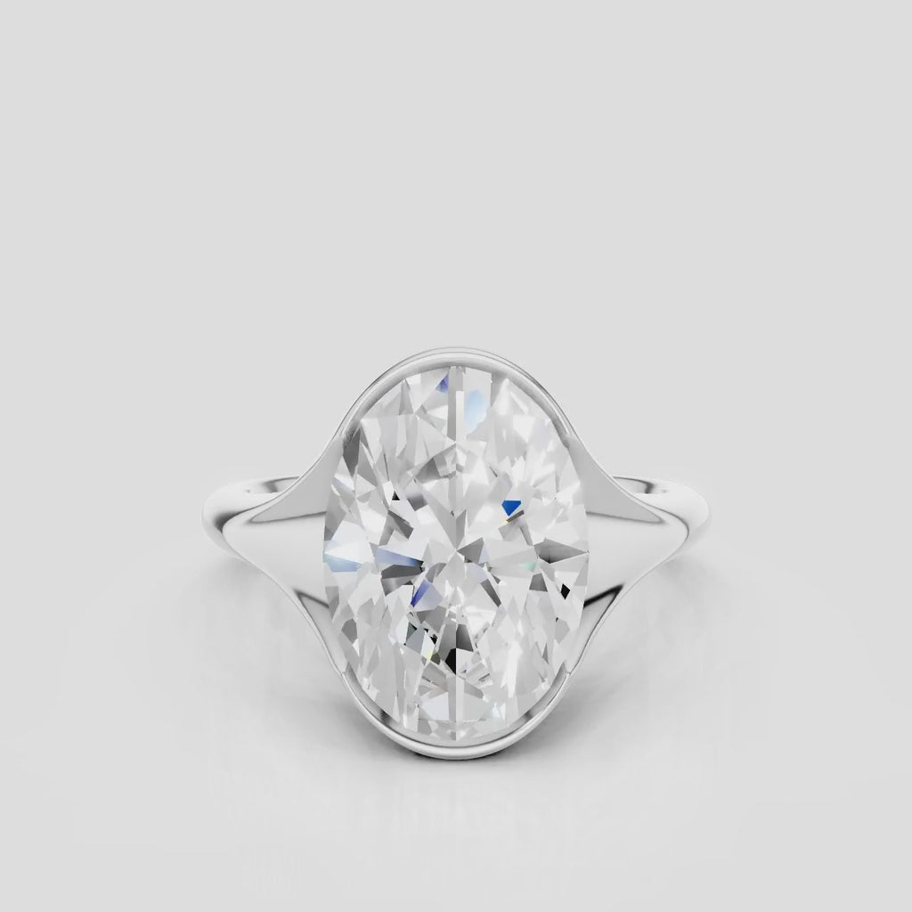 Bond 4ct oval solitaire semi-bezel engagement ring in 18ct white gold