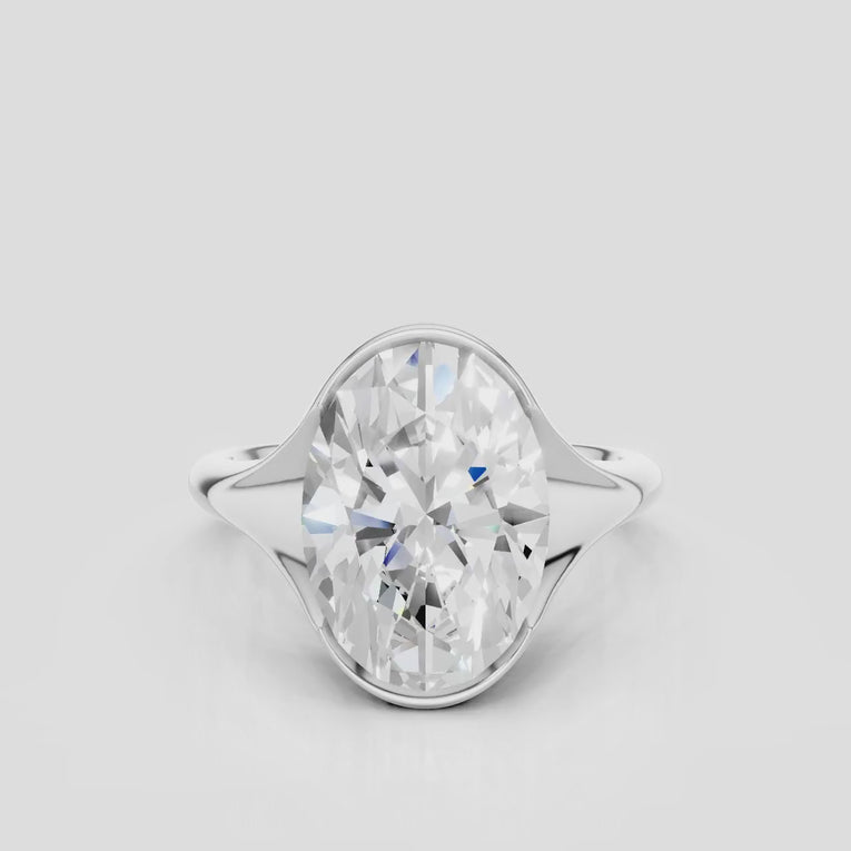 Bond 4ct oval solitaire semi-bezel engagement ring in 18ct white gold
