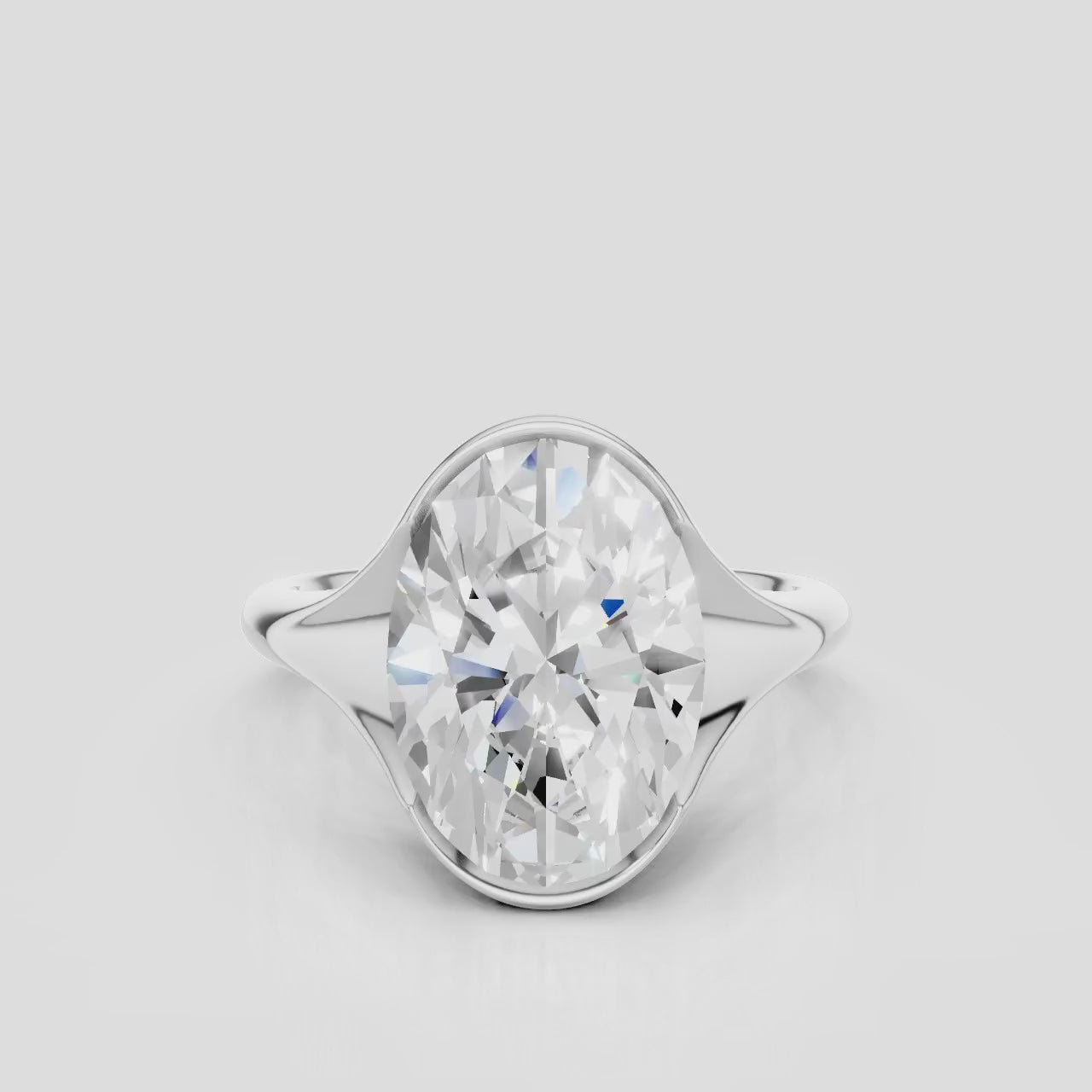 Bond 4ct oval solitaire semi-bezel engagement ring in 18ct white gold