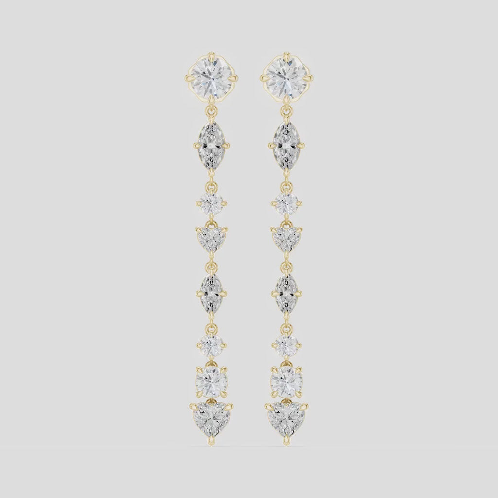 Noho mixed shape statement drop earrings in 18ct yellow gold 