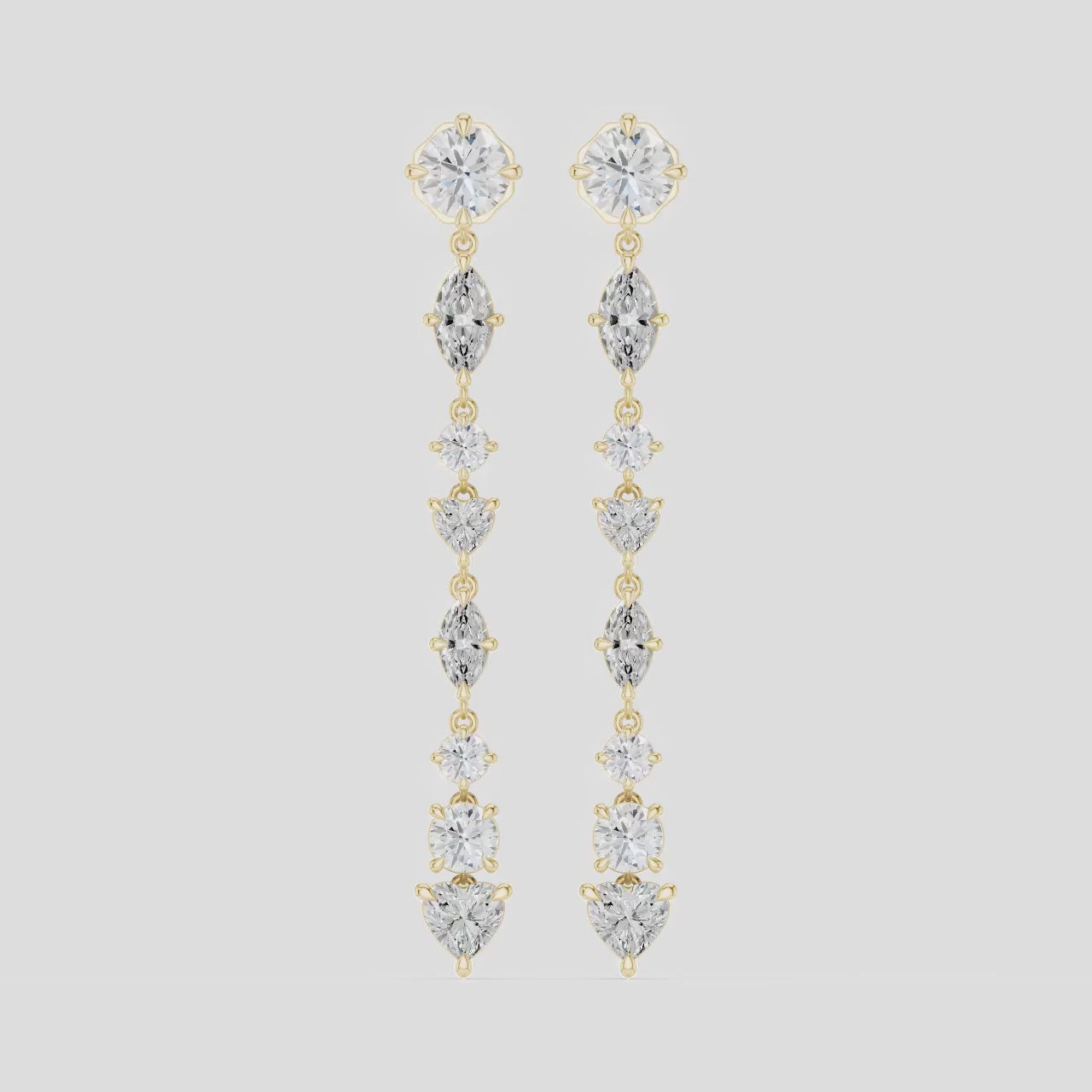 Noho mixed shape statement drop earrings in 18ct yellow gold 