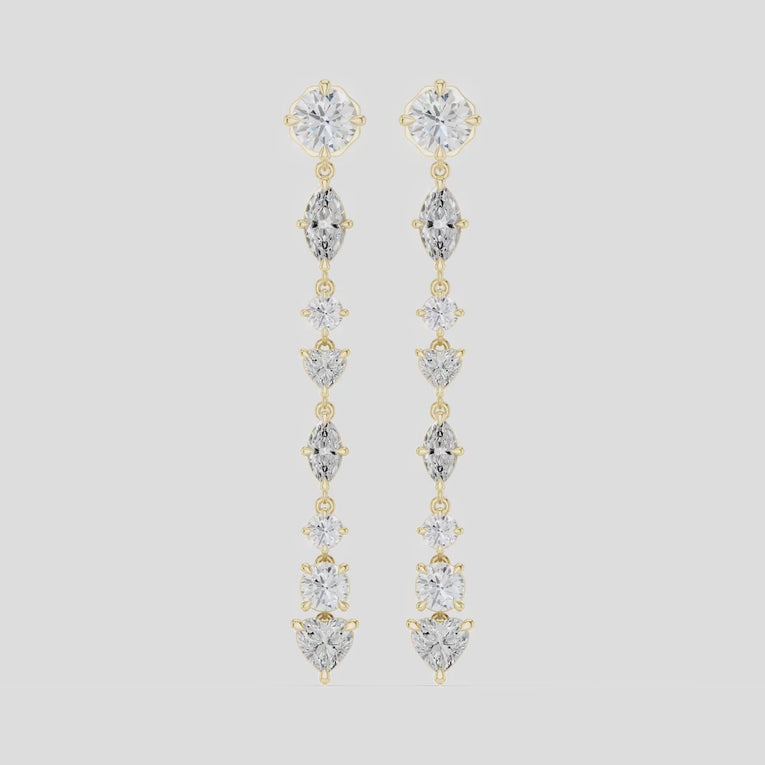Noho mixed shape statement drop earrings in 18ct yellow gold 