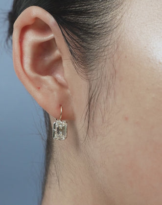 Avalon 2ct emerald cut button drop earrings in 18ct rose gold