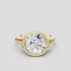 Paloma Round 2ct Brilliant Signet Bezel Grooved Band Pinky Ring