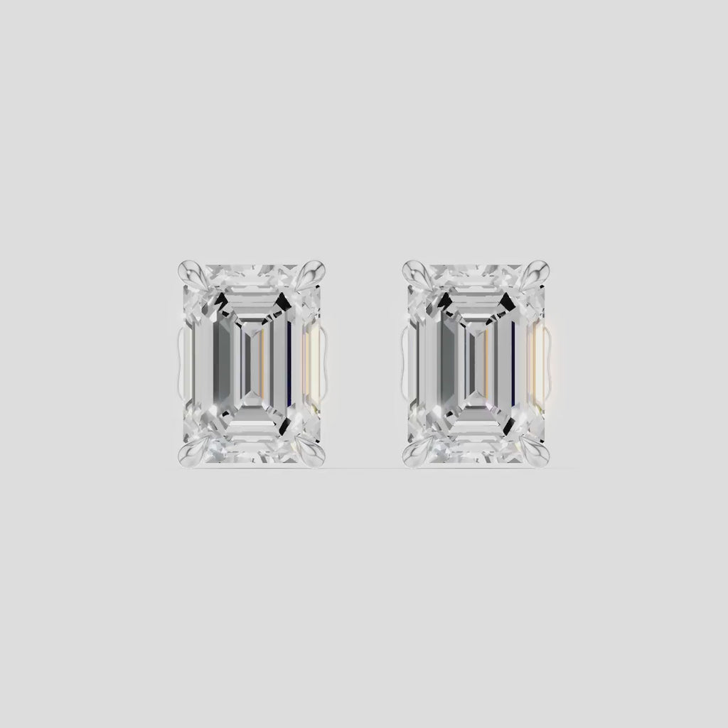 Chelsea 1ct emerald cut diamond studs in 18ct white gold