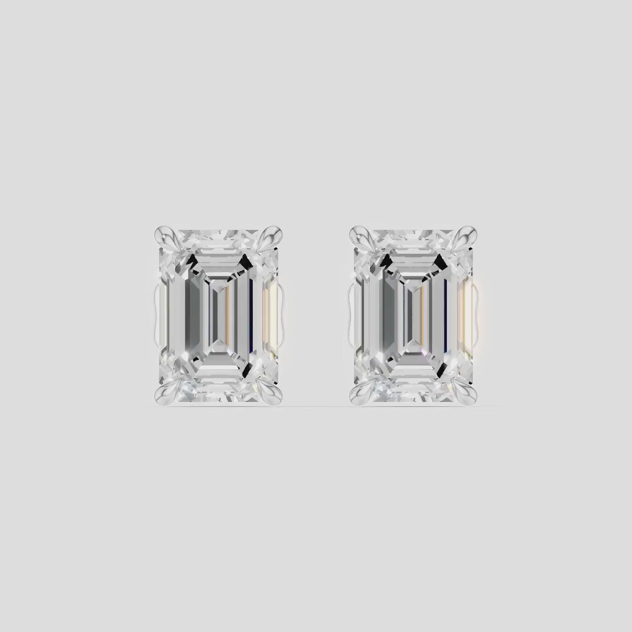 Chelsea 1ct emerald cut diamond studs in 18ct white gold
