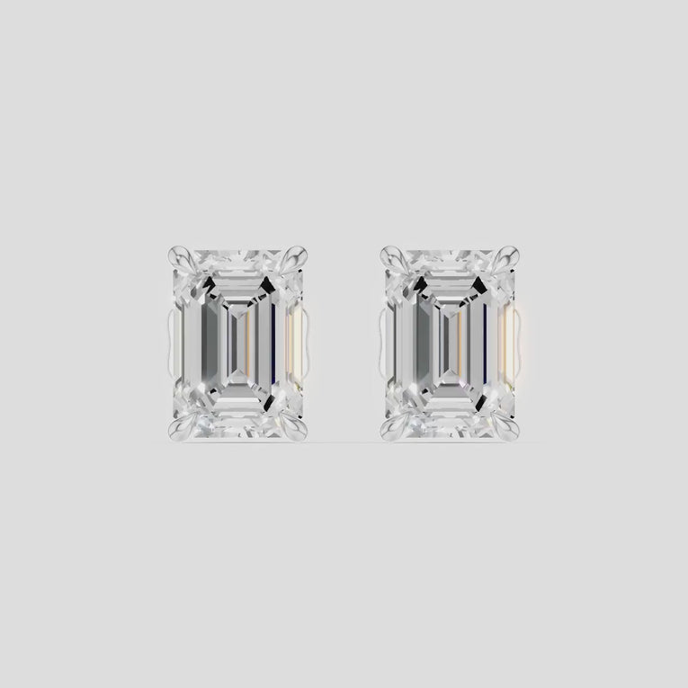 Chelsea 1ct emerald cut diamond studs in 18ct white gold