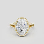 Sullivan 3ct oval solitaire bezel double band engagement ring in 18ct yellow gold