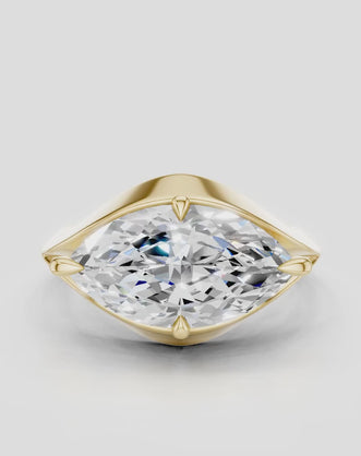 Mercer East-West 3ct marquise solitaire engagement ring in 18ct yellow gold