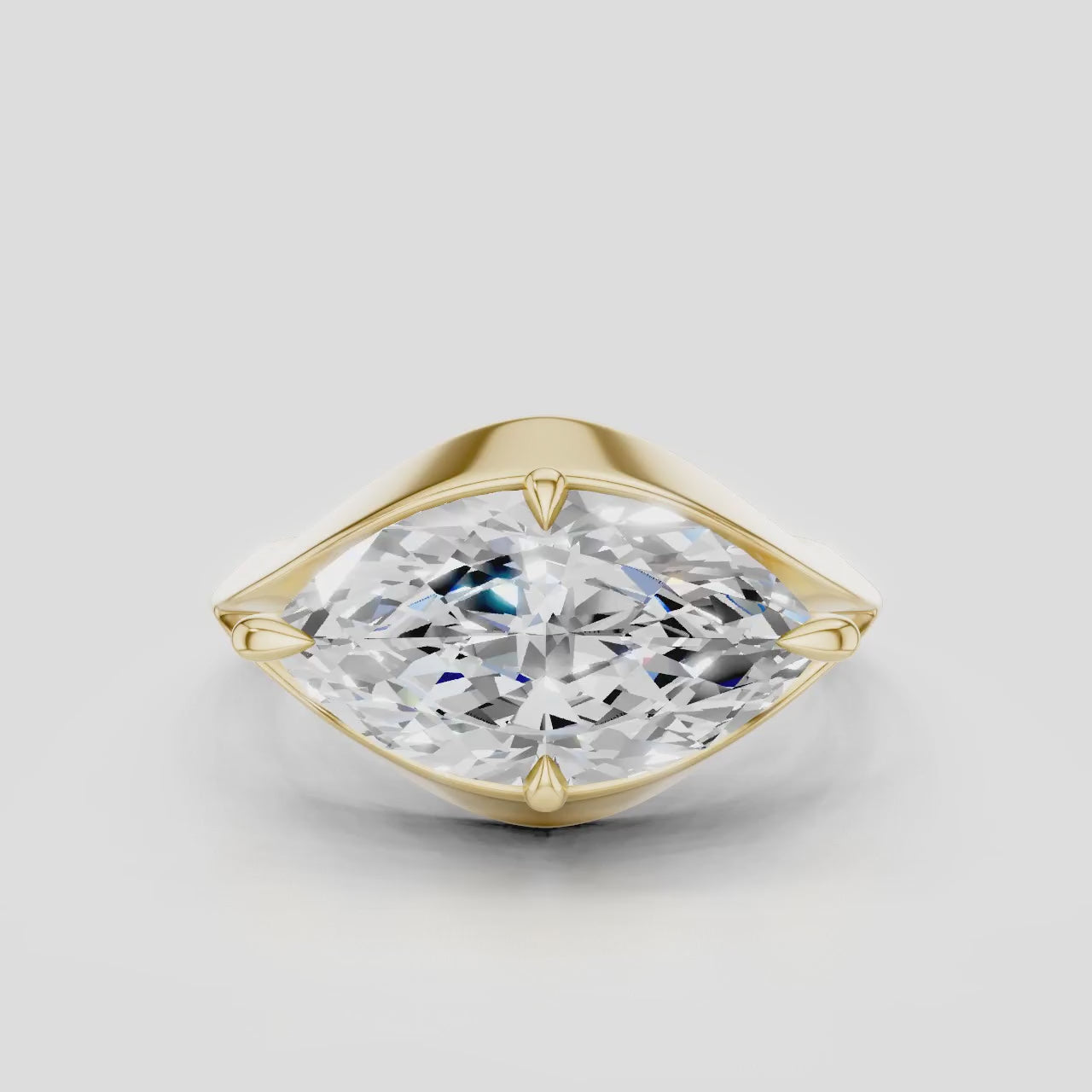 Mercer East-West 3ct marquise solitaire engagement ring in 18ct yellow gold