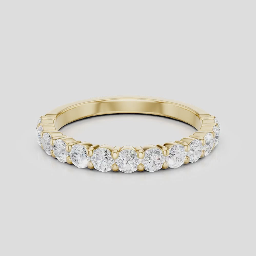 Paddington 2.4mm round brilliant half set wedding band in 18ct yellow gold