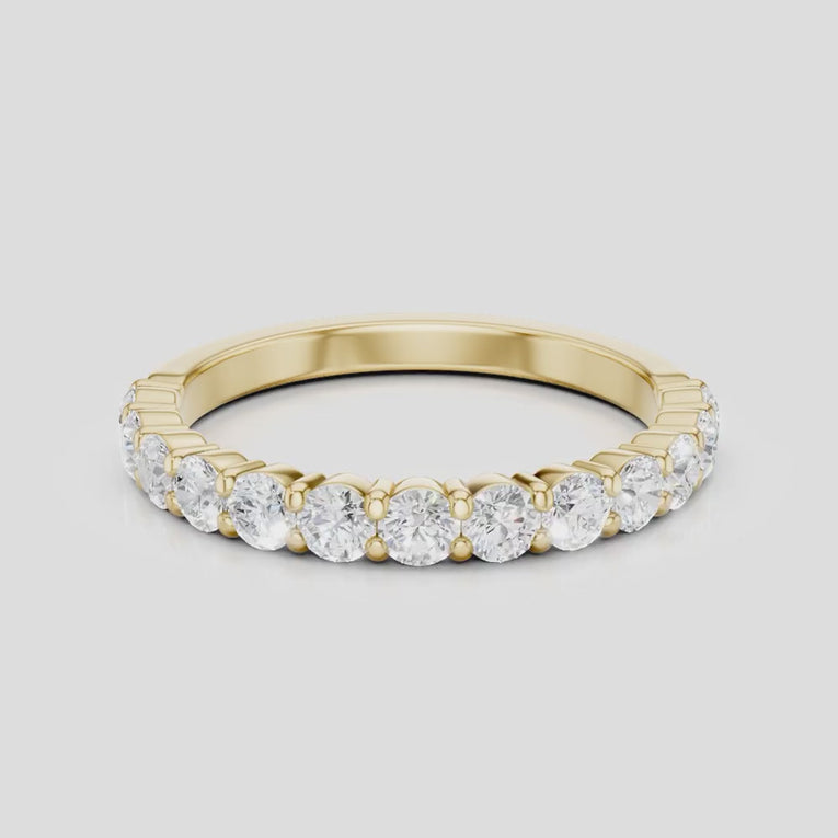 Paddington 2.4mm round brilliant half set wedding band in 18ct yellow gold